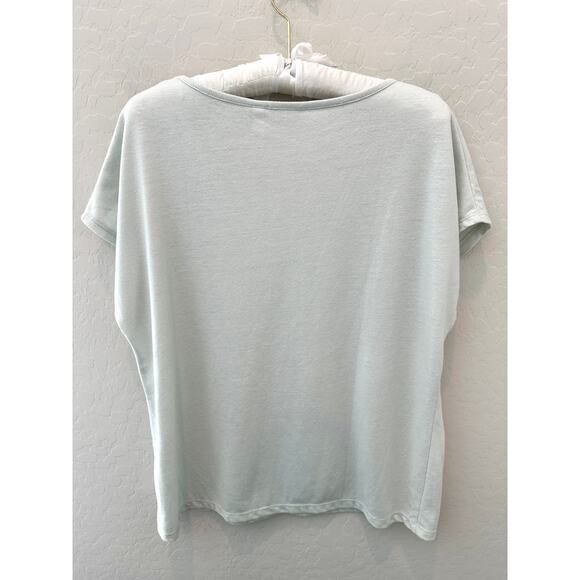 CHICO’S | Light Mint Linen Blend Scoop Neck Tee | Size 2 Large - Picture 4 of 5